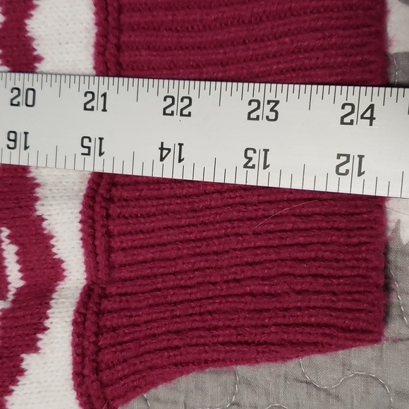 Vtg 90s Fashion Formulas Knit Purple Plum White Sweater Stripe, Leaf Design, Sm - Picture 10 of 14